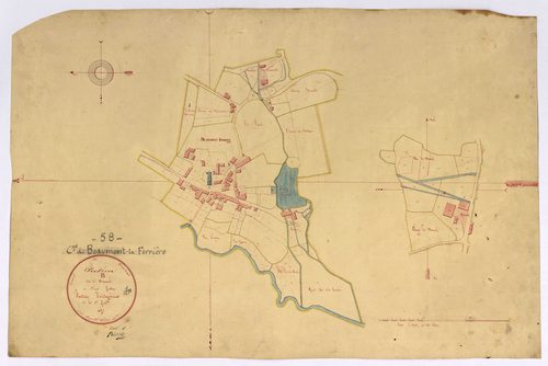 Beaumont-la-Ferrière, cadastre ancien : plan parcellaire de la section B dite de Beaumont, feuille 1, développement