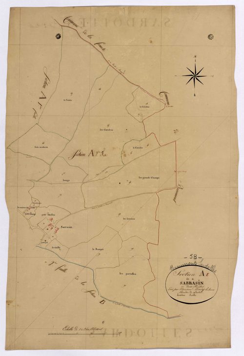 Beaumont-Sardolles, cadastre ancien : plan parcellaire de la section E dite de Sarrasin, feuille 2