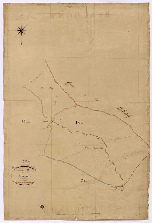 Beaumont-Sardolles, cadastre ancien : plan parcellaire de la section D dite de la Berthière, feuille 3