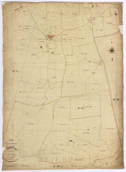 Beaumont-Sardolles, cadastre ancien : plan parcellaire de la section A dite du Grand Lugues, feuille 2