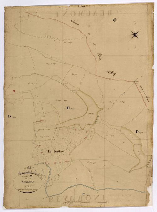 Beaumont-Sardolles, cadastre ancien : plan parcellaire de la section D dite de la Berthière, feuille 2