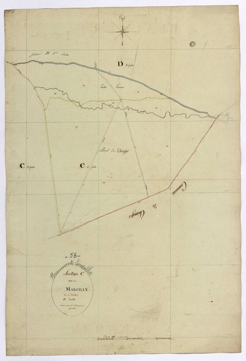 Beaumont-Sardolles, cadastre ancien : plan parcellaire de la section C dite de Marcilly, feuille 4