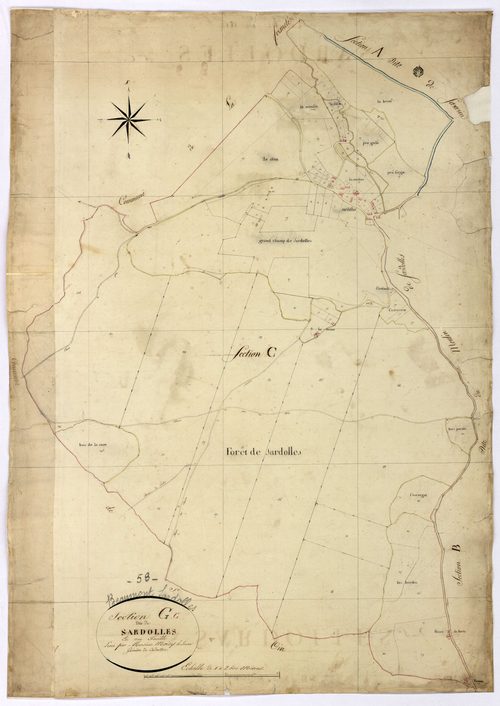 Beaumont-Sardolles, cadastre ancien : plan parcellaire de la section G dite de Sardolles