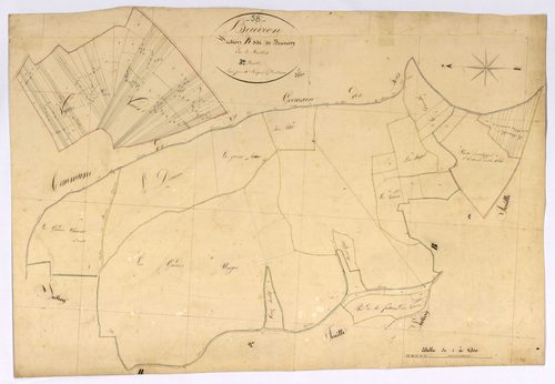 Beuvron, cadastre ancien : plan parcellaire de la section B dite de Beuvron, feuille 3