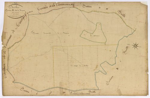Biches, cadastre ancien : plan parcellaire de la section D dite de Vincence, feuille 2