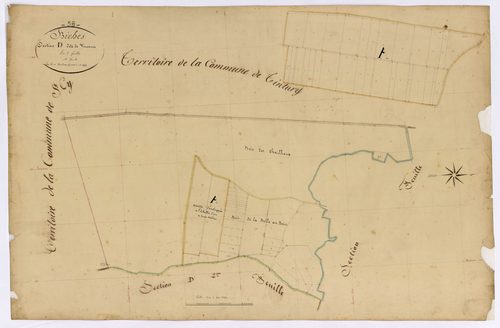Biches, cadastre ancien : plan parcellaire de la section D dite de Vincence, feuille 1