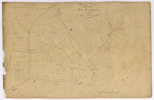 Biches, cadastre ancien : plan parcellaire de la section A dite de Maupertuis, feuille 1