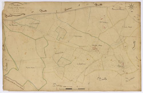 Biches, cadastre ancien : plan parcellaire de la section C dite d'Acours, feuille 3