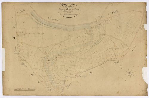 Biches, cadastre ancien : plan parcellaire de la section B dite du Bourg, feuille 3