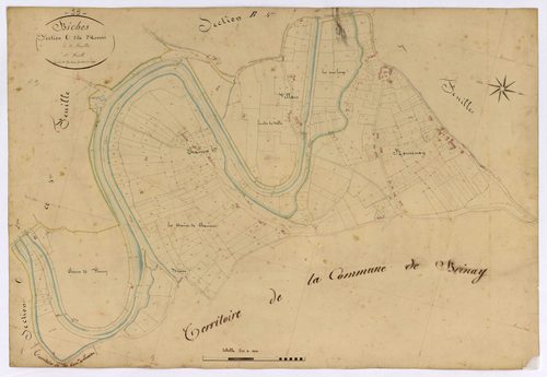 Biches, cadastre ancien : plan parcellaire de la section C dite d'Acours, feuille 1