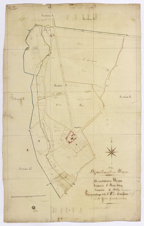 Billy-Chevannes, cadastre ancien : plan parcellaire de la section F dite de Dunflun, feuille 1