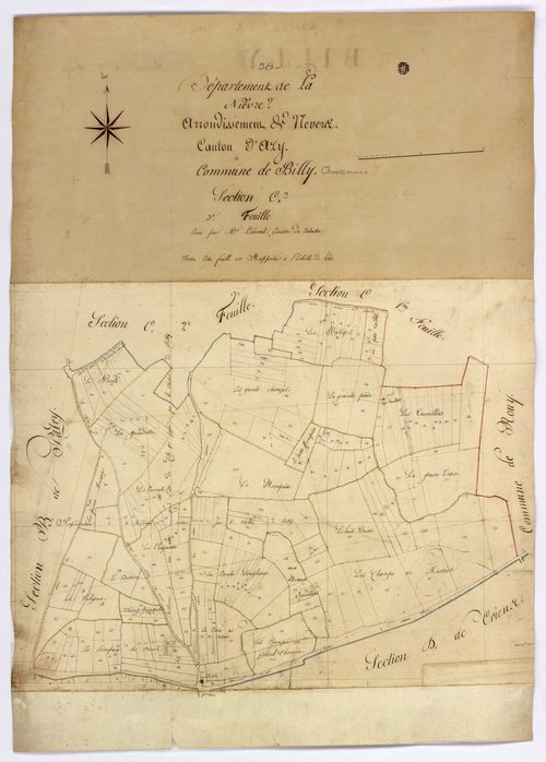 Billy-Chevannes, cadastre ancien : plan parcellaire de la section C dite de Chevannes, feuille 3