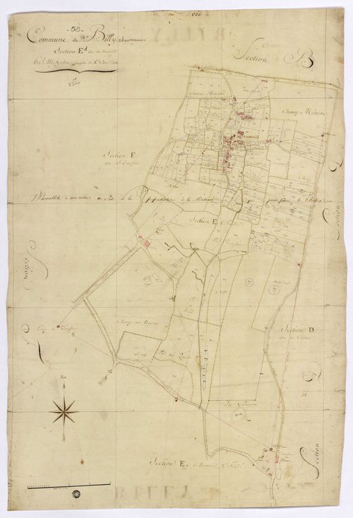 Billy-Chevannes, cadastre ancien : plan parcellaire de la section E dite de Nanteuil, feuille 1