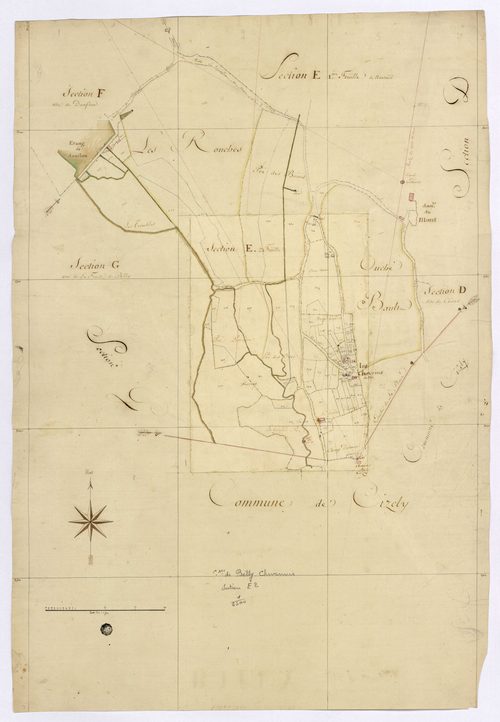 Billy-Chevannes, cadastre ancien : plan parcellaire de la section E dite de Nanteuil, feuille 2