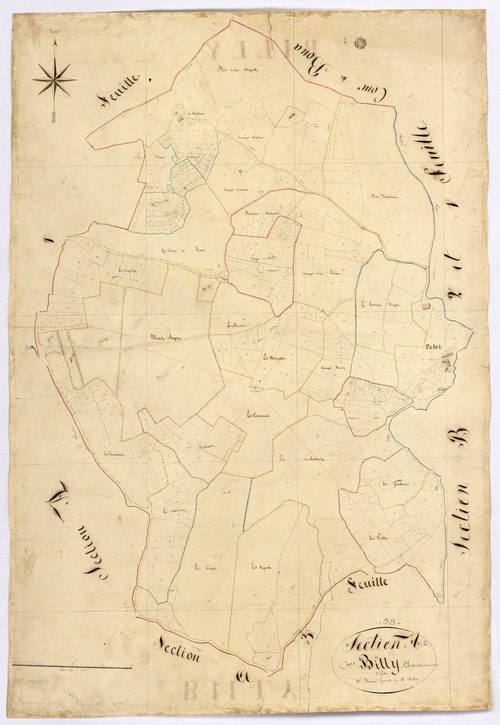 Billy-Chevannes, cadastre ancien : plan parcellaire de la section A dite de Billy, feuille 2