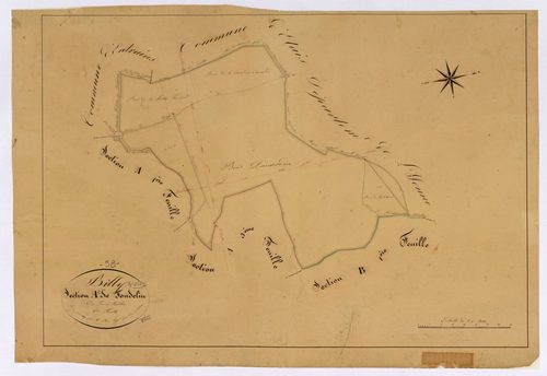 Billy-sur-Oisy, cadastre ancien : plan parcellaire de la section A dite de Fondelin, feuille 2