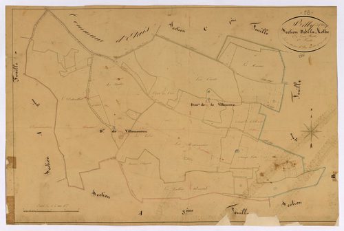 Billy-sur-Oisy, cadastre ancien : plan parcellaire de la section B dite de la Mothe, feuille 1