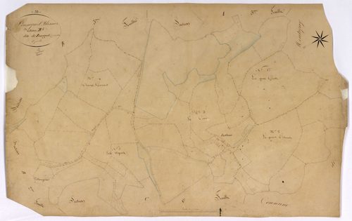 Blismes, cadastre ancien : plan parcellaire de la section B dite de Poussignol, feuille 1
