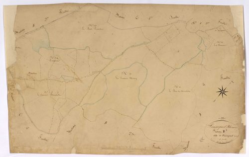 Blismes, cadastre ancien : plan parcellaire de la section B dite de Poussignol, feuille 3