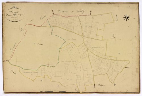 Bona, cadastre ancien : plan parcellaire de la section B dite d'Agland, feuille 1