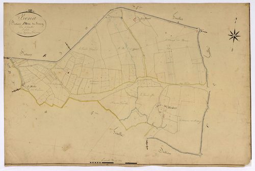 Bona, cadastre ancien : plan parcellaire de la section D dite du Bourg, feuille 3