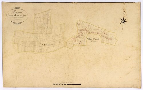 Bona, cadastre ancien : plan parcellaire de la section B dite d'Agland, feuilles 2 et 4, développement