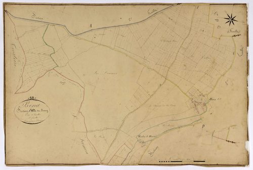 Bona, cadastre ancien : plan parcellaire de la section D dite du Bourg, feuille 1