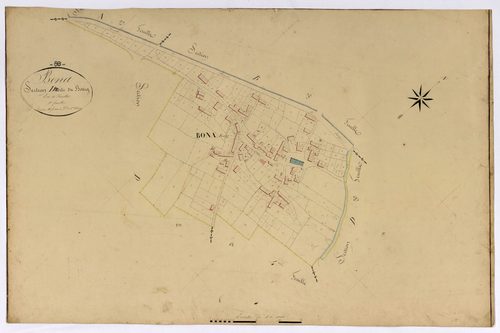 Bona, cadastre ancien : plan parcellaire de la section D dite du Bourg, feuille 2