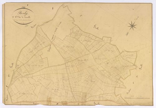 Bouhy, cadastre ancien : plan parcellaire de la section C dite de Vauvrille, feuille 1