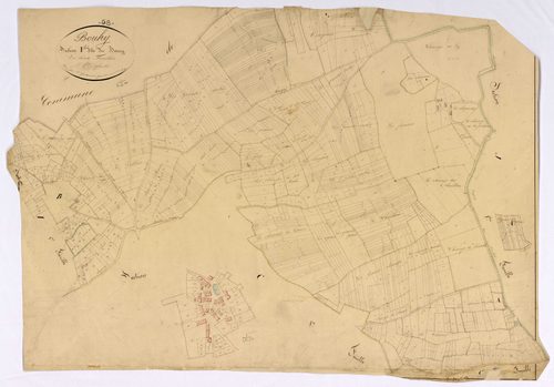 Bouhy, cadastre ancien : plan parcellaire de la section I dite du Bourg, feuille 1