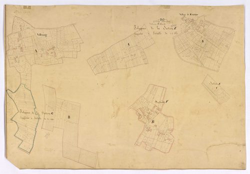 Bouhy, cadastre ancien : plan parcellaire des sections E, F et G, développement