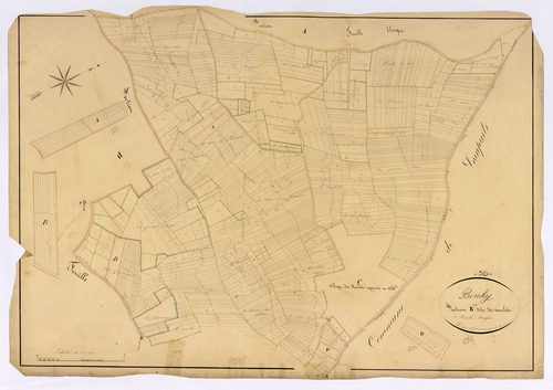 Bouhy, cadastre ancien : plan parcellaire de la section B dite des Marlots