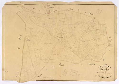 Bouhy, cadastre ancien : plan parcellaire de la section H dite de Ravière, feuille 1
