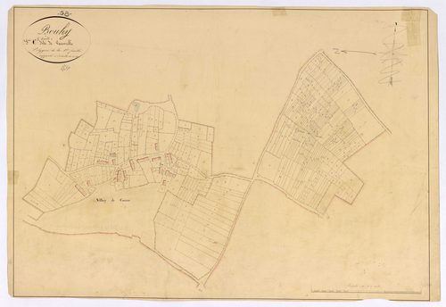 Bouhy, cadastre ancien : plan parcellaire de la section C dite de Vauvrille, feuille 1, développement