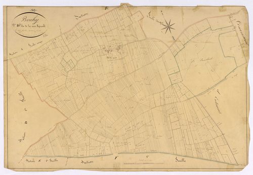 Bouhy, cadastre ancien : plan parcellaire de la section D dite de la Cour Girault, feuille 2