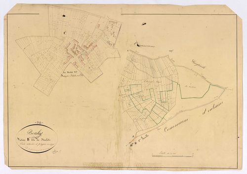 Bouhy, cadastre ancien : plan parcellaire de la section B dite des Marlots, développement