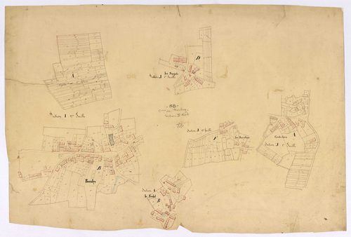 Bouhy, cadastre ancien : plan parcellaire des sections A, I et J, développement