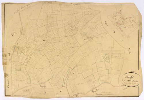 Bouhy, cadastre ancien : plan parcellaire de la section H dite de Ravière, feuille 2