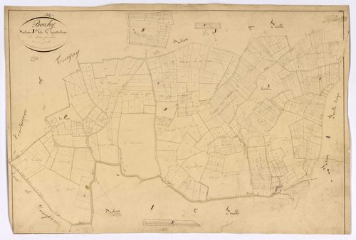 Bouhy, cadastre ancien : plan parcellaire de la section J dite de Grattechien, feuille 1