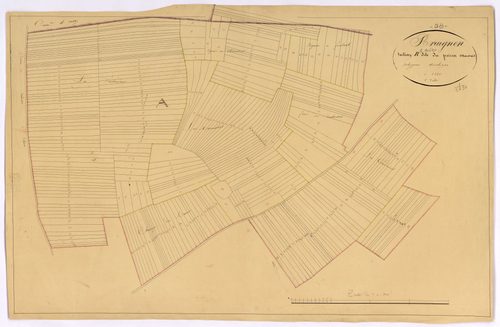 Breugnon, cadastre ancien : plan parcellaire de la section B dite du Poirier Mauvais, feuille 1, développement