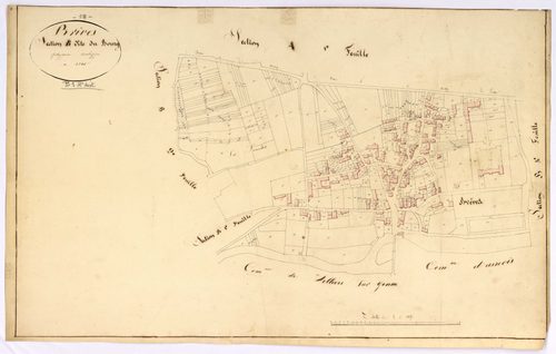 Brèves, cadastre ancien : plan parcellaire de la section B dite du Bourg, feuille 1, développement 2