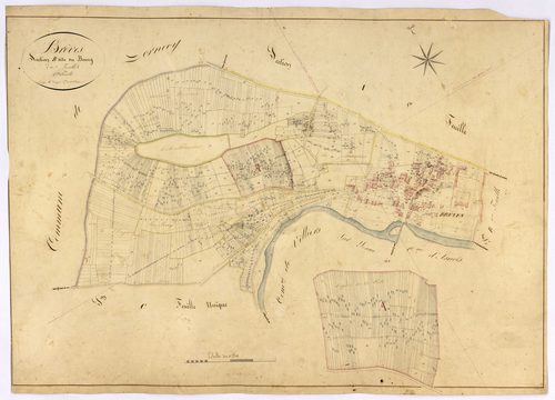 Brèves, cadastre ancien : plan parcellaire de la section B dite du Bourg, feuille 1