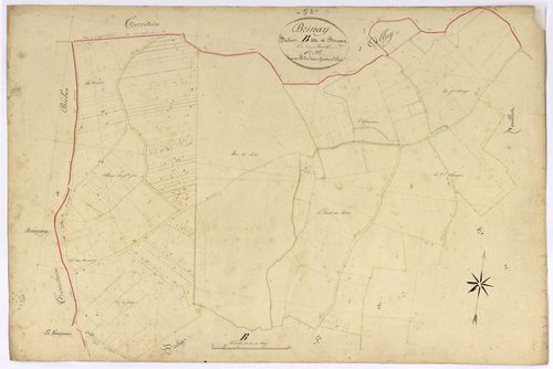 Brinay, cadastre ancien : plan parcellaire de la section B dite de Brinay, feuille 1