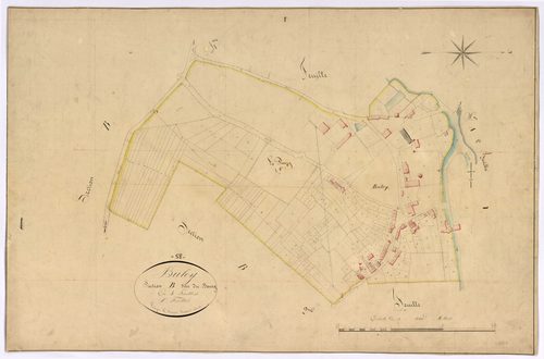 Bulcy, cadastre ancien : plan parcellaire de la section B dite du Bourg, feuille 1