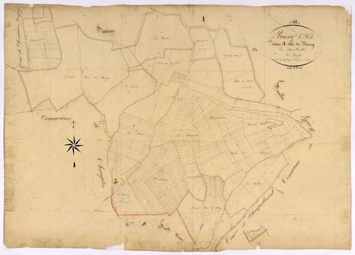 Bussy-la-Pesle, cadastre ancien : plan parcellaire de la section A dite du Bourg, feuille 2