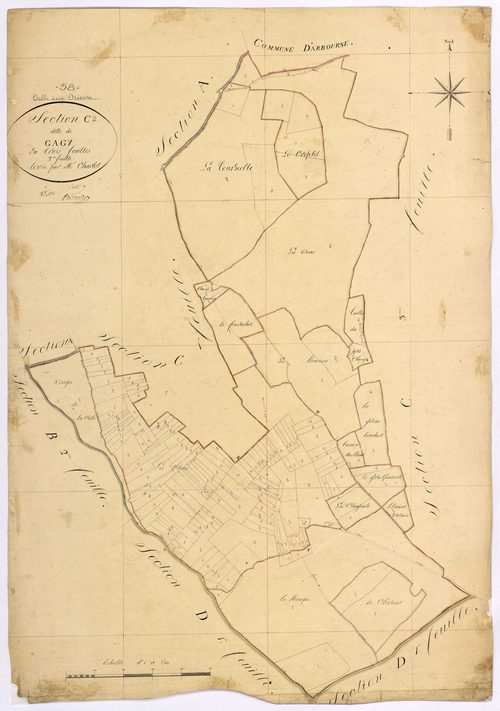 La Celle-sur-Nièvre, cadastre ancien : plan parcellaire de la section C dite de Gagy, feuille 2