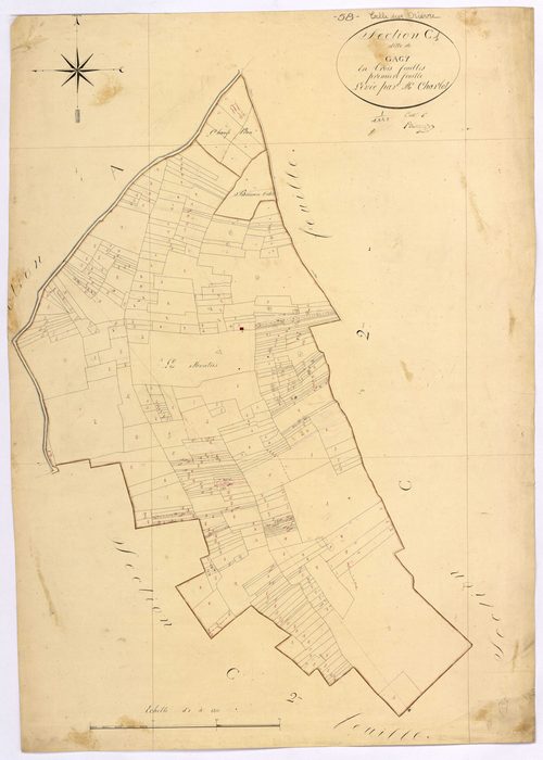 La Celle-sur-Nièvre, cadastre ancien : plan parcellaire de la section C dite de Gagy, feuille 1