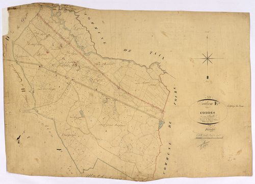 Cercy-la-Tour, cadastre ancien : plan parcellaire de la section E dite de Coddes