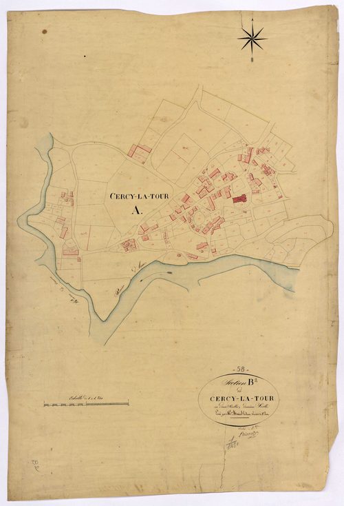 Cercy-la-Tour, cadastre ancien : plan parcellaire de la section B dite de Cercy-la-Tour, feuille 2