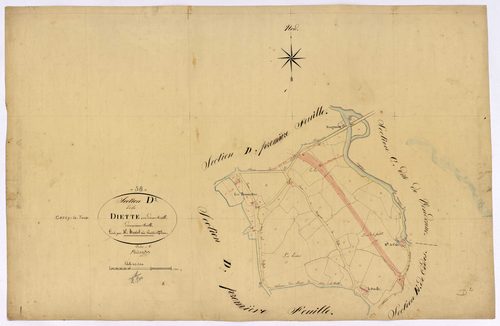 Cercy-la-Tour, cadastre ancien : plan parcellaire de la section D dite de Diette, feuille 2